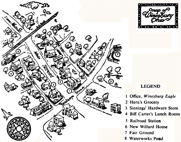 Sherwood Anderson's map of Winesburg, Ohio